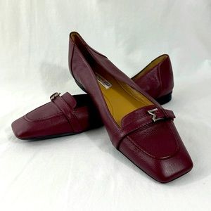 Oxblood leather flats